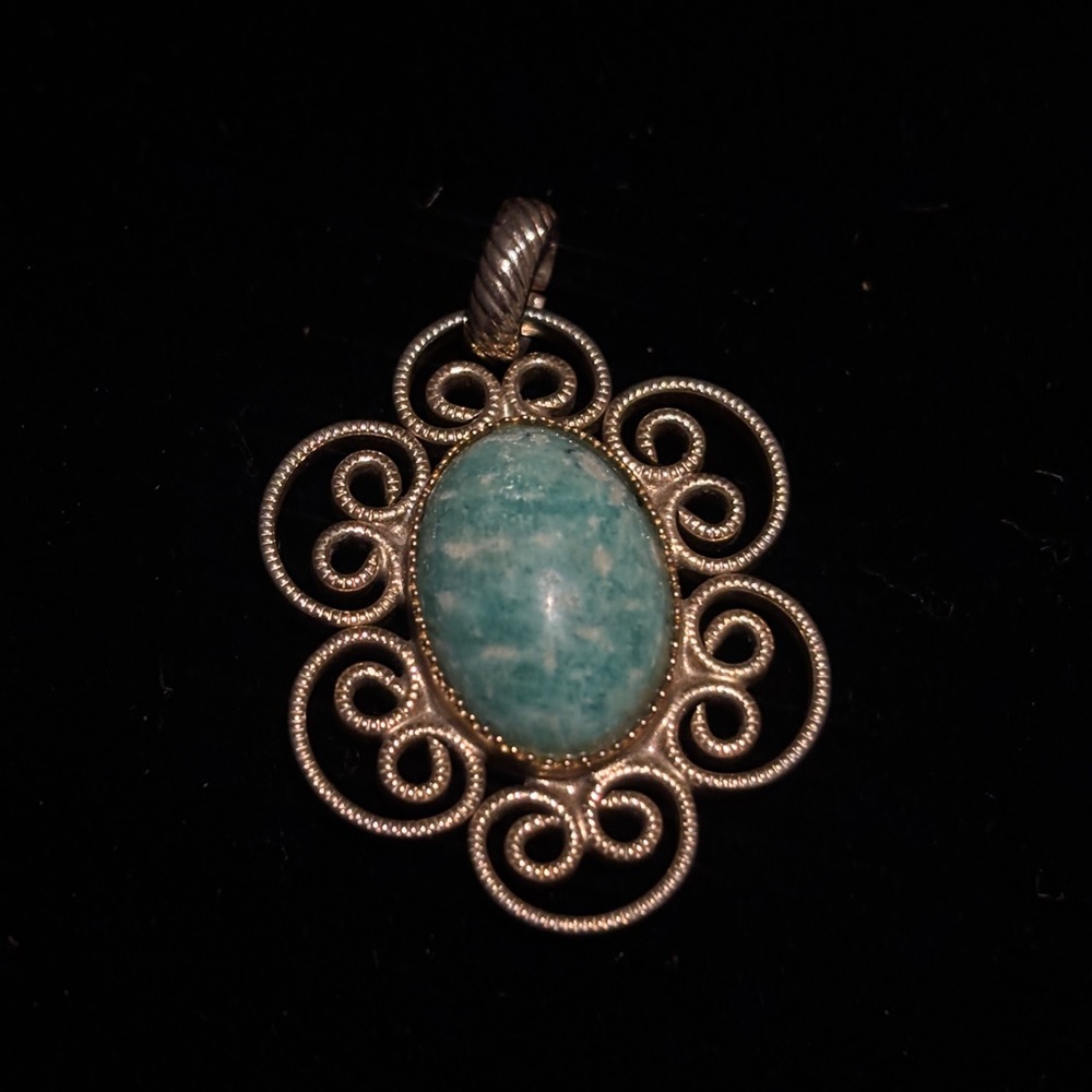 Elegant gold tone and Amazonite Pendant